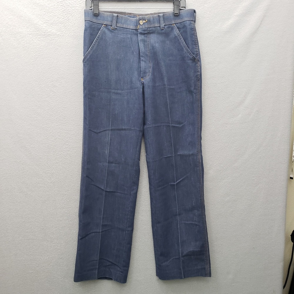 Vintage 80's Levi's Action Slacks Blue Pleat Denim Retro Straight Leg Casual 32